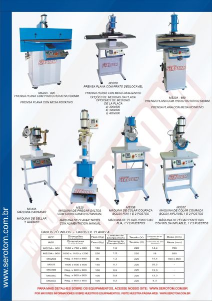 CATALOGO MAQUINAS PARA CALÇADOS